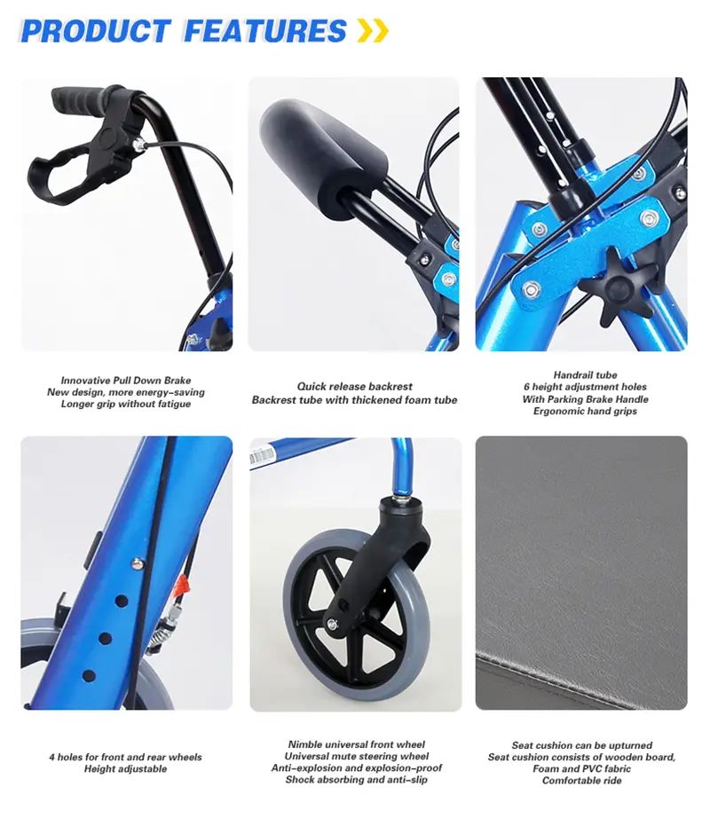 Aluminum Rollator with Seat view 9