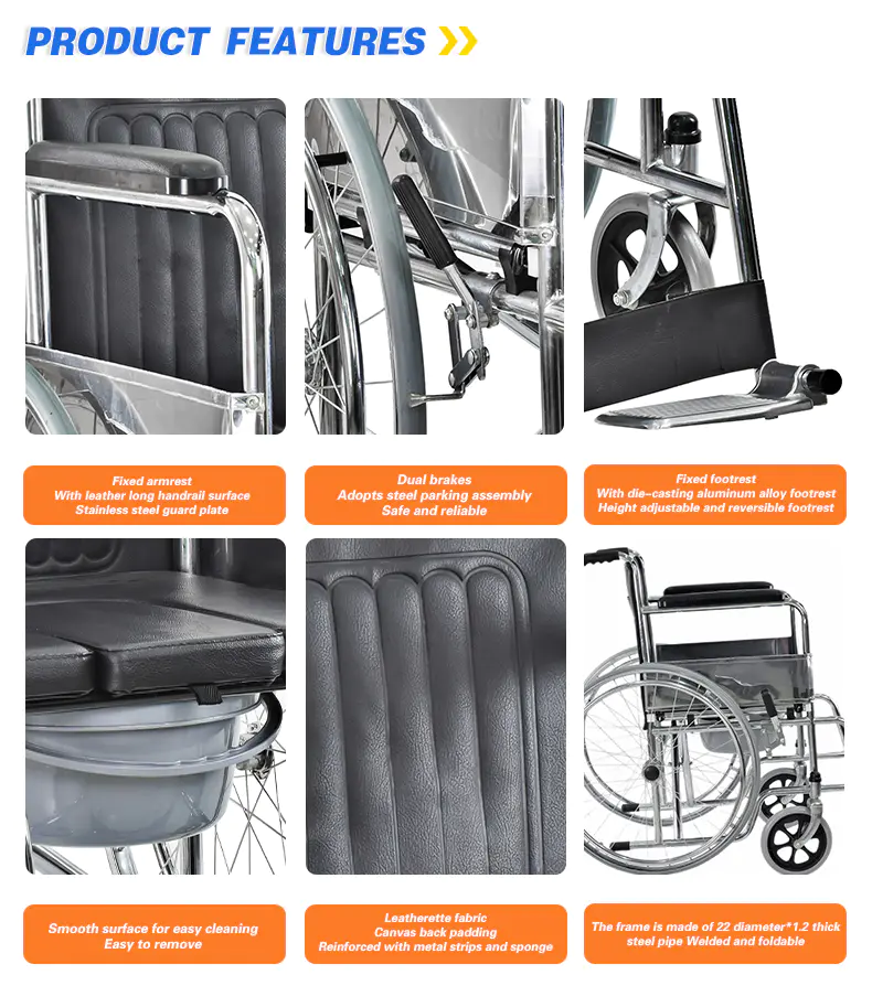 Steel Commode Wheelchair view 9